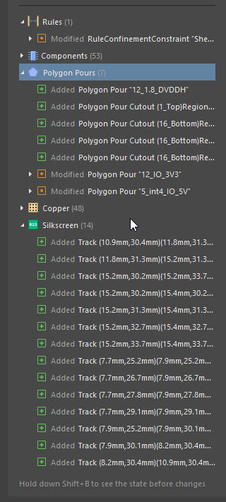 Organized tracked changes